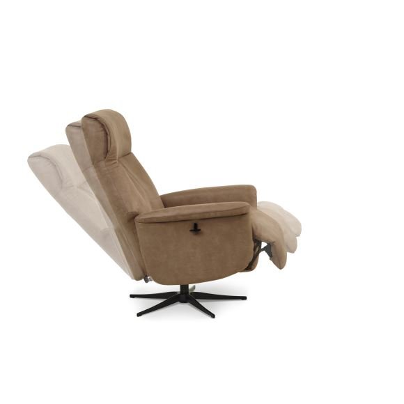 Tristan lenestol, manuell, m. vippefunksjon, fotskammel og armlener - mandel micro skinn bull