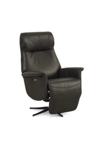 Tristan lenestol, med. 2 motorer, vippefunksjon, fotskammel og armlener - svart skinn/PVC