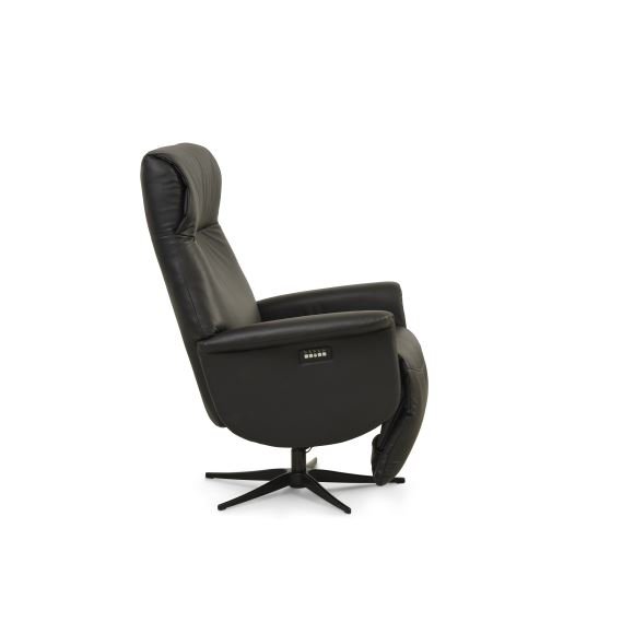 Tristan lenestol, med. 2 motorer, vippefunksjon, fotskammel og armlener - svart skinn/PVC