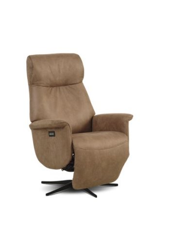 Tristan lenestol, med. 2 motorer, vippefunksjon, fotskammel og armlener - mandelfarget mikroskinnspolstring