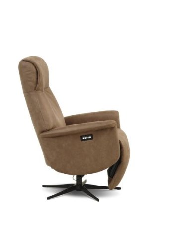 Tristan lenestol, med. 2 motorer, vippefunksjon, fotskammel og armlener - mandelfarget mikroskinnspolstring