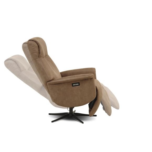 Tristan lenestol, med. 2 motorer, vippefunksjon, fotskammel og armlener - mandelfarget mikroskinnspolstring