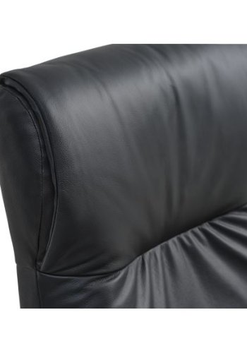 Tristan lnestol, m. fodskammel, vippefunktion, armln - sort lder/PVC og sort metal