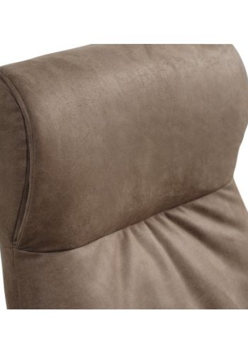 Tristan lenestol, m. fotskammel, vippefunksjon, armlener - mandelfarget mikroskinn i okseskinn og svart metall