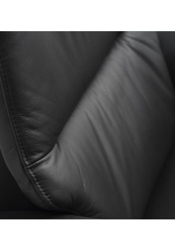 Max lenestol, med 2 motorer, setelfter, vippefunksjon, fotskammel og armlener - svart skinn/PVC