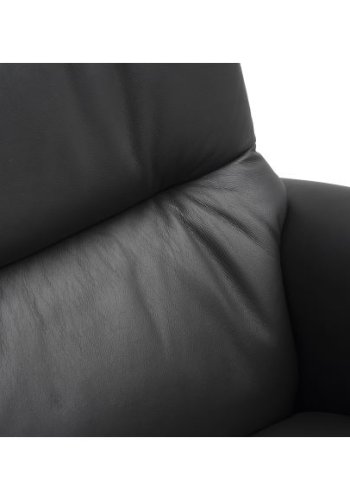 Max lenestol, med 2 motorer, setelfter, vippefunksjon, fotskammel og armlener - svart skinn/PVC