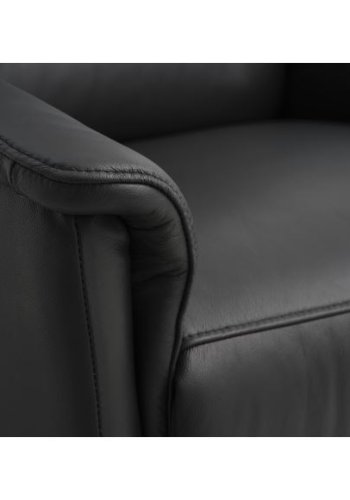 Max lenestol, med 2 motorer, setelfter, vippefunksjon, fotskammel og armlener - svart skinn/PVC