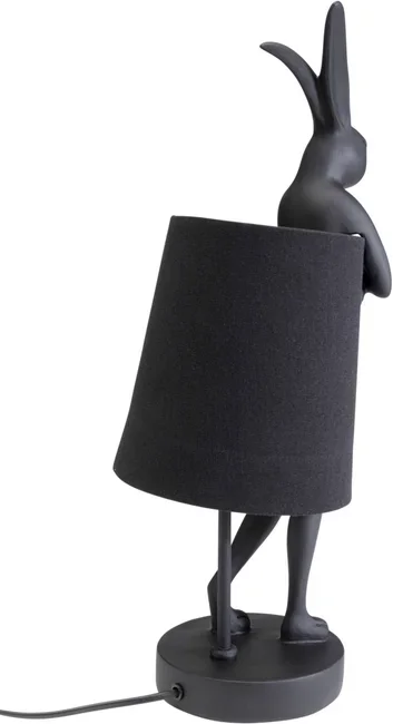 KARE DESIGN Animal Rabbit bordlampe - sort linnedhr og mat sort polyresin/stl (H:50cm)