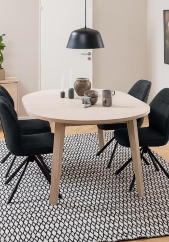 ACT NORDIC A-Line spisebord, m. udtrk, rund - hvidpigmenteret egefinér og eg (120/220)