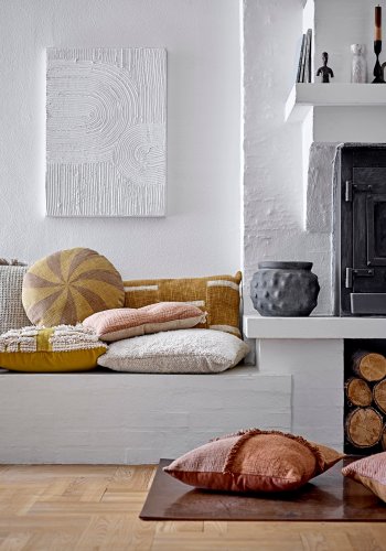 BLOOMINGVILLE Cea Kissen, Gelb, Baumwolle B: 45cm, L: 45cm