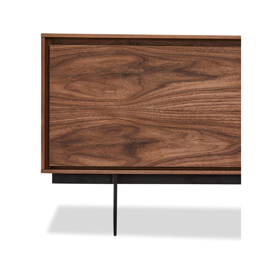 Tokyo TV-bord, w. 2 drer og 1 skuff - brun valntt (160x45)