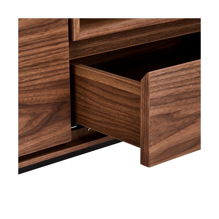 Tokyo TV-bord, w. 2 drer og 1 skuff - brun valntt (160x45)