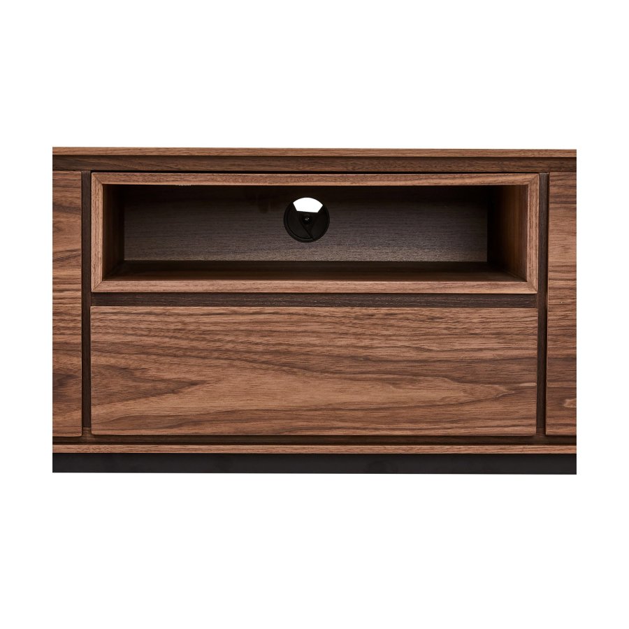 Tokyo TV-bord, w. 2 drer og 1 skuff - brun valntt (160x45)