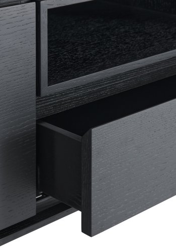 Tokyo TV-bord, w. 2 drer, 1 skuff og 1 pent rom - svart eikefiner og metall (160x45)
