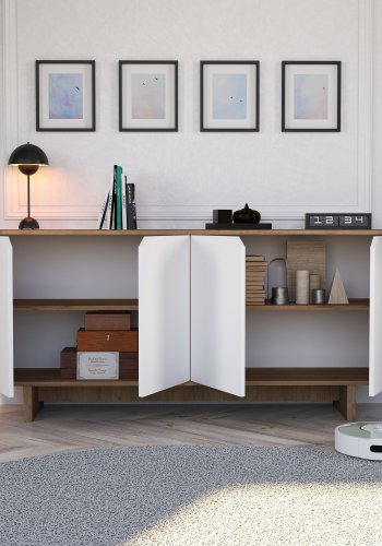 NORDV&Auml;RK Mete - Hvit, Konsoll i eik