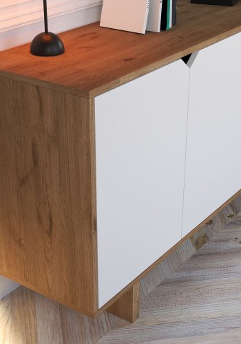 NORDV&Auml;RK Mete - Hvit, Konsoll i eik