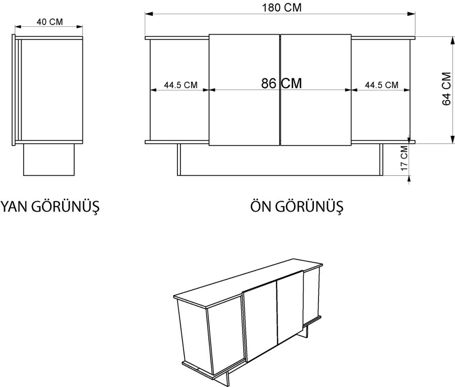 NORDV&Auml;RK Diana - Antrasitt, valn�ttkonsoll