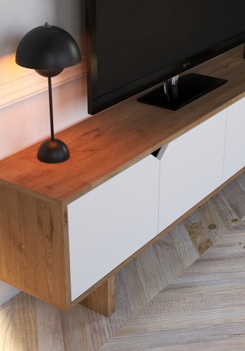 FUNZI LIVING Mete - Ek, Vit TV-b&auml;nk