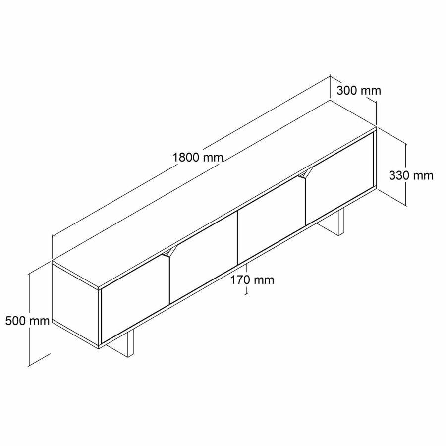 FUNZI LIVING Mete - Ek, Vit TV-b&auml;nk