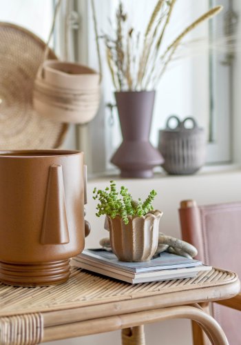 BLOOMINGVILLE Guxim Blumentopfabdeckung, Braun, Steingut