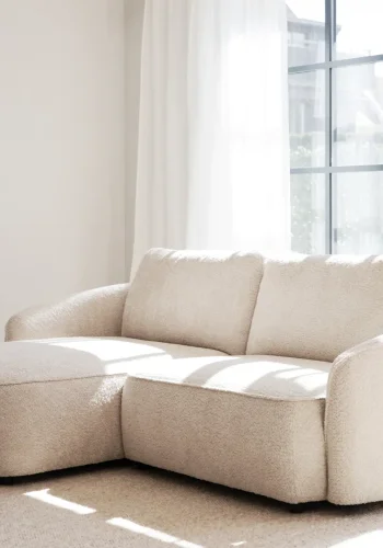 ROWICO Norris soffa 3-sits sch�slong L ljusbeige tyg Anna #2 (c3)