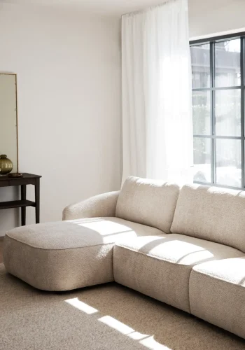 ROWICO Norris soffa 4-sits sch�slong L ljusbeige tyg Anna #2 (c3)