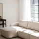 ROWICO Norris soffa 4-sits sch�slong L ljusbeige tyg Anna #2 (c3)