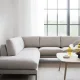 ROWICO Corwin h�rnsoffa 2,5+2,5-sits �ppen �nde L ljusbeige tyg Rita #1 (c2)