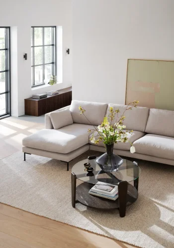 ROWICO Corwin soffa 3,5 sits sch�slong L ljusbeige tyg Rita #1 (c2)