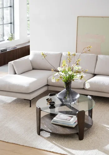 ROWICO Corwin soffa 3,5 sits sch�slong L ljusbeige tyg Rita #1 (c2)