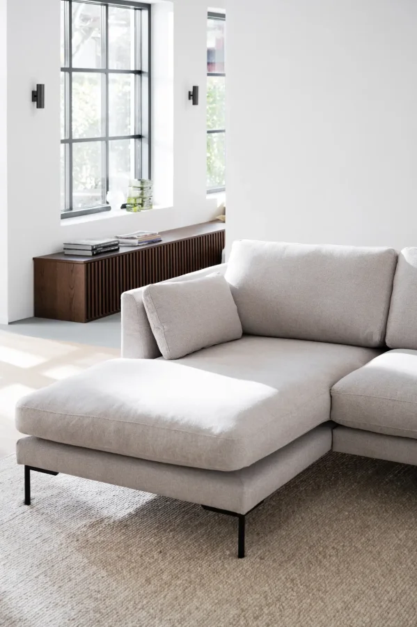 ROWICO Corwin soffa 3,5 sits sch�slong L ljusbeige tyg Rita #1 (c2)