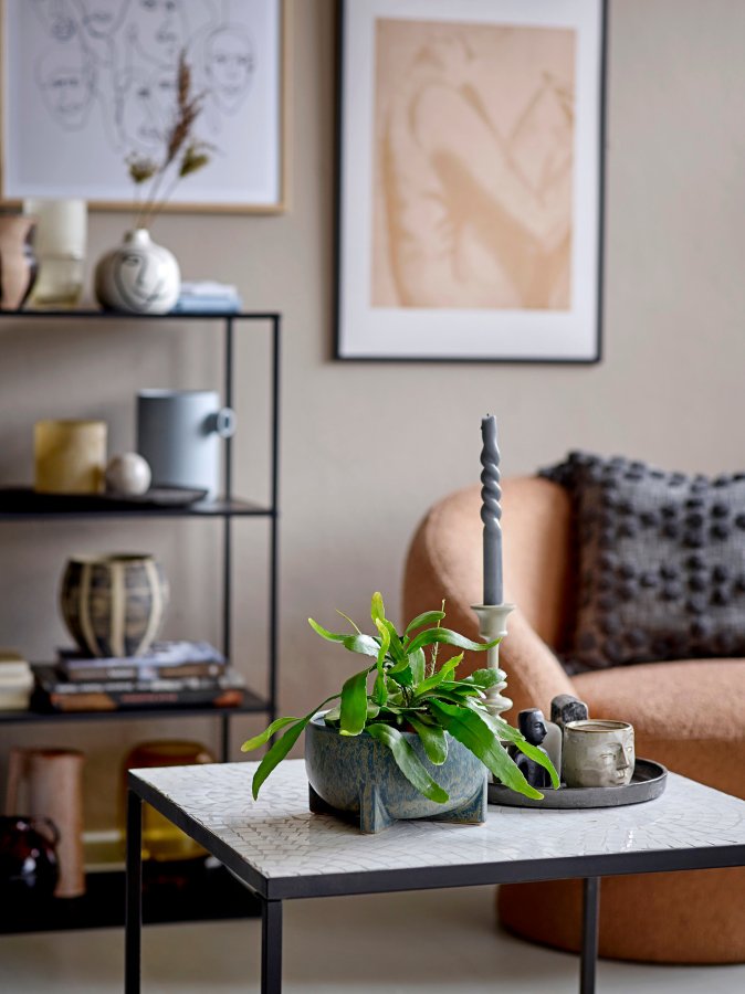 BLOOMINGVILLE Adiva Kissen, Grau, Baumwolle, B: 45cm, L: 45cm