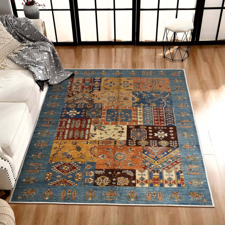 TEPPI EEXFAB445 gulvtppe, m. mnster, rektangulr - multifarvet polyester (180x280)