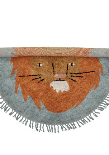 BLOOMINGVILLE MINI Leroy Teppich, Blau, Baumwolle D: 130cm