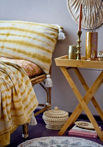 BLOOMINGVILLE Decia Kissen, Gelb, recycelte Baumwolle B: 85 cm, L: 50cm