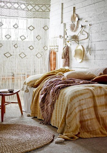 BLOOMINGVILLE Decia Kissen, Gelb, recycelte Baumwolle B: 85 cm, L: 50cm