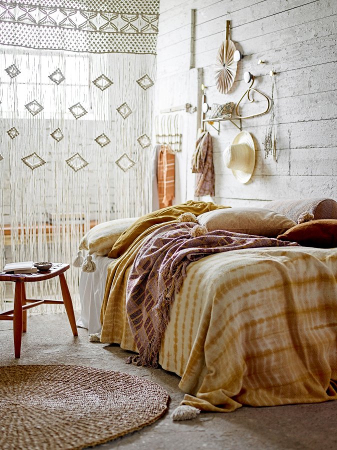 BLOOMINGVILLE Decia Kissen, Gelb, recycelte Baumwolle B: 85 cm, L: 50cm