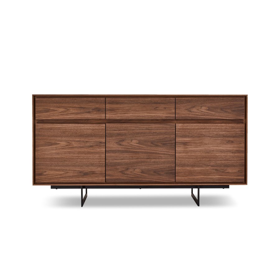 Tokyo liten skjenk, m. 3 drer og 3 skuffer - brun valntt (155x45)