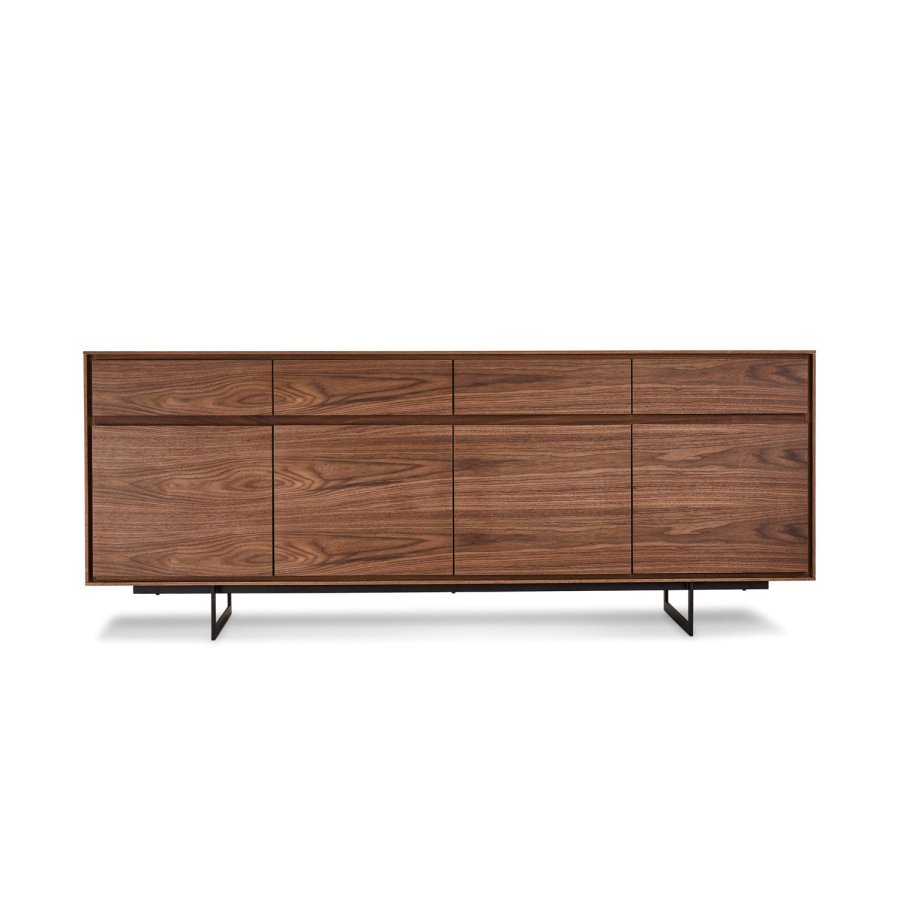 Tokyo Stor skjenk, med 4 drer og 4 skuffer - brun valntt (205x45)