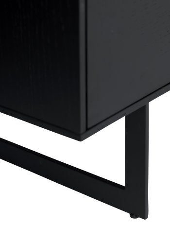 Tokyo vitrineskap, m. 4 drer, 2 skuffer, hyller, LED lys - glass, sort eikefiner og metall