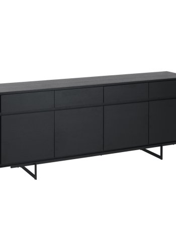 Tokyo skjenk Large, m. 4 drer, 4 skuffer og 4 hyller - svart eikefiner og metall