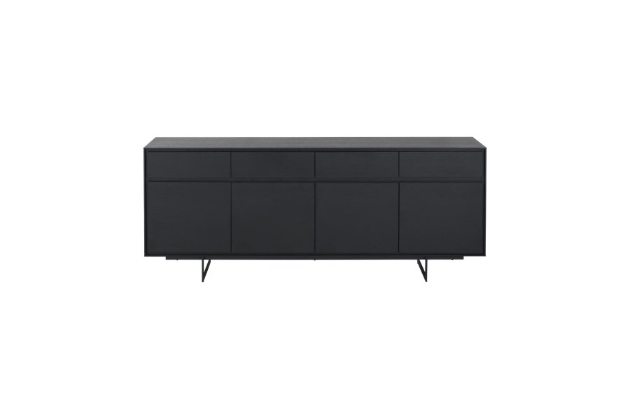 Tokyo skjenk Large, m. 4 drer, 4 skuffer og 4 hyller - svart eikefiner og metall