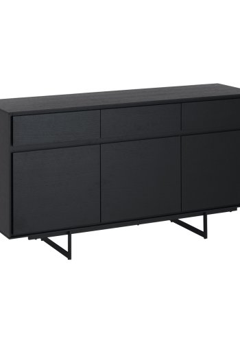 Tokyo skjenk Liten, m. 3 drer, 3 skuffer og 3 hyller - svart eikefiner og metall