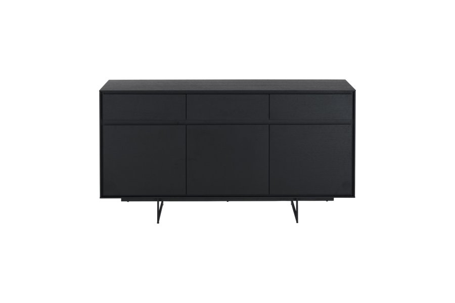 Tokyo skjenk Liten, m. 3 drer, 3 skuffer og 3 hyller - svart eikefiner og metall