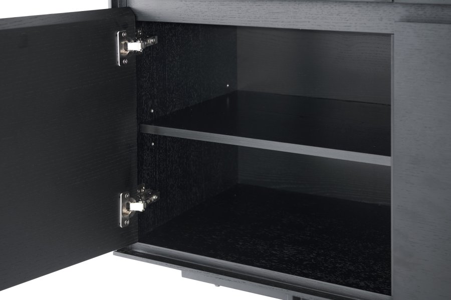 Tokyo skjenk Liten, m. 3 drer, 3 skuffer og 3 hyller - svart eikefiner og metall