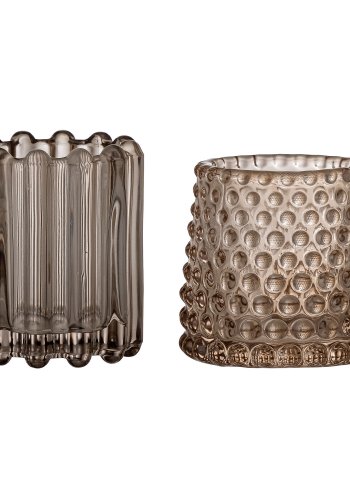 BLOOMINGVILLE Rosslin Teelichthalter, Braun, Glas, 2er-Set