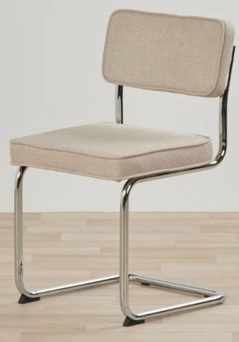 Rupert spisebordsstol - sand polyester stof og krom metal