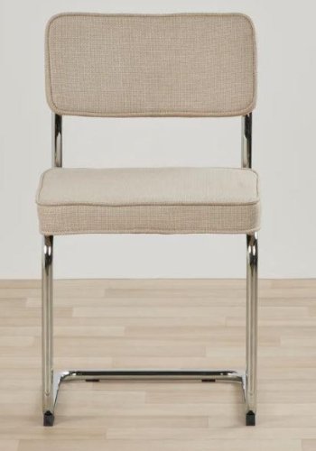 Rupert spisebordsstol - sand polyester stof og krom metal