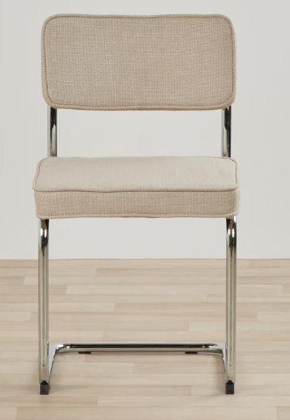 Rupert spisebordsstol - sand polyester stof og krom metal