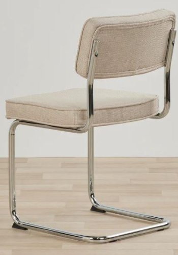 Rupert spisebordsstol - sand polyester stof og krom metal